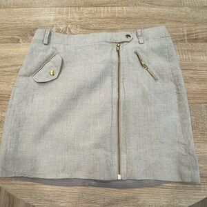 J. Crew Light Gray Mini Skirt with Gold Zipper
